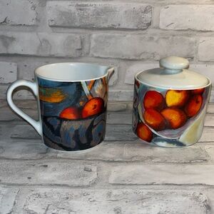 Sakura sugar creamer set Paul Cezanne porcelain art colorful approx 8 oz each